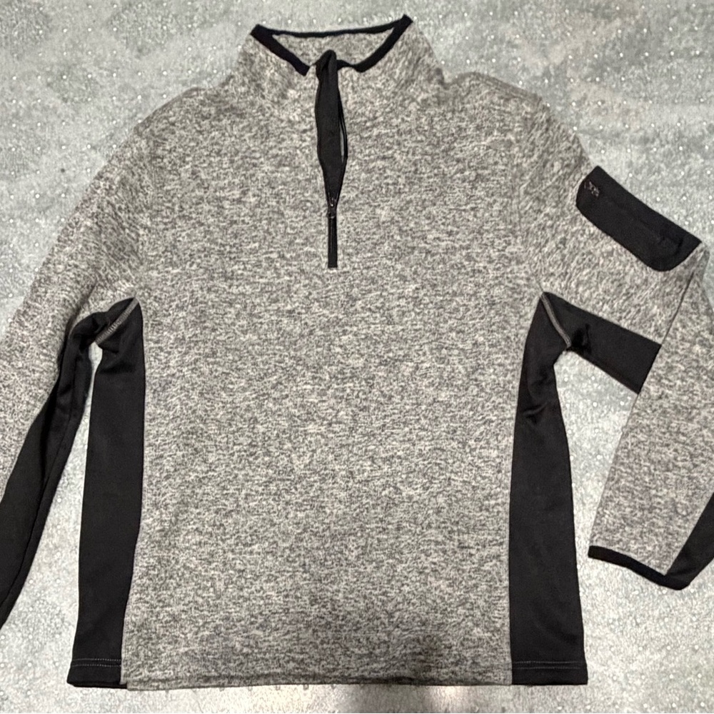 Men's Gray and Black Quarter-Zip Sweater